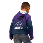 Personalized Melbourne Storm Kid Hoodie Easter Mascot - Colorful Eggs Cartoon Style