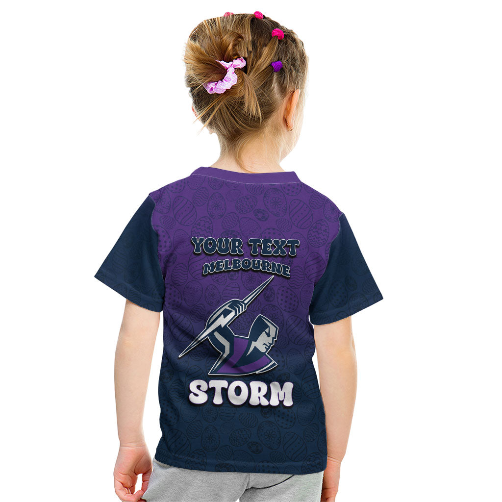 Personalized Melbourne Storm Kid T Shirt Easter Mascot - Colorful Eggs Cartoon Style