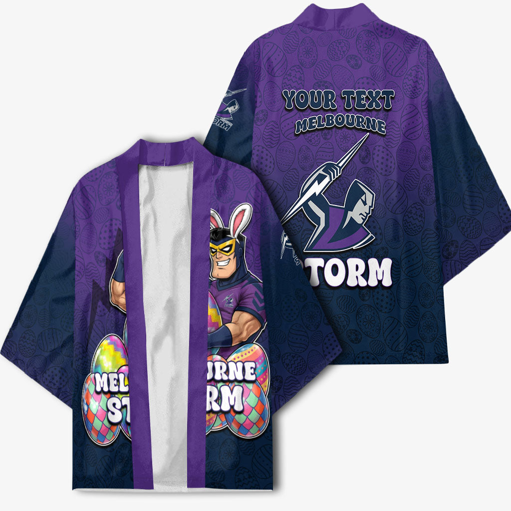 Personalized Melbourne Storm Kimono Easter Mascot - Colorful Eggs Cartoon Style