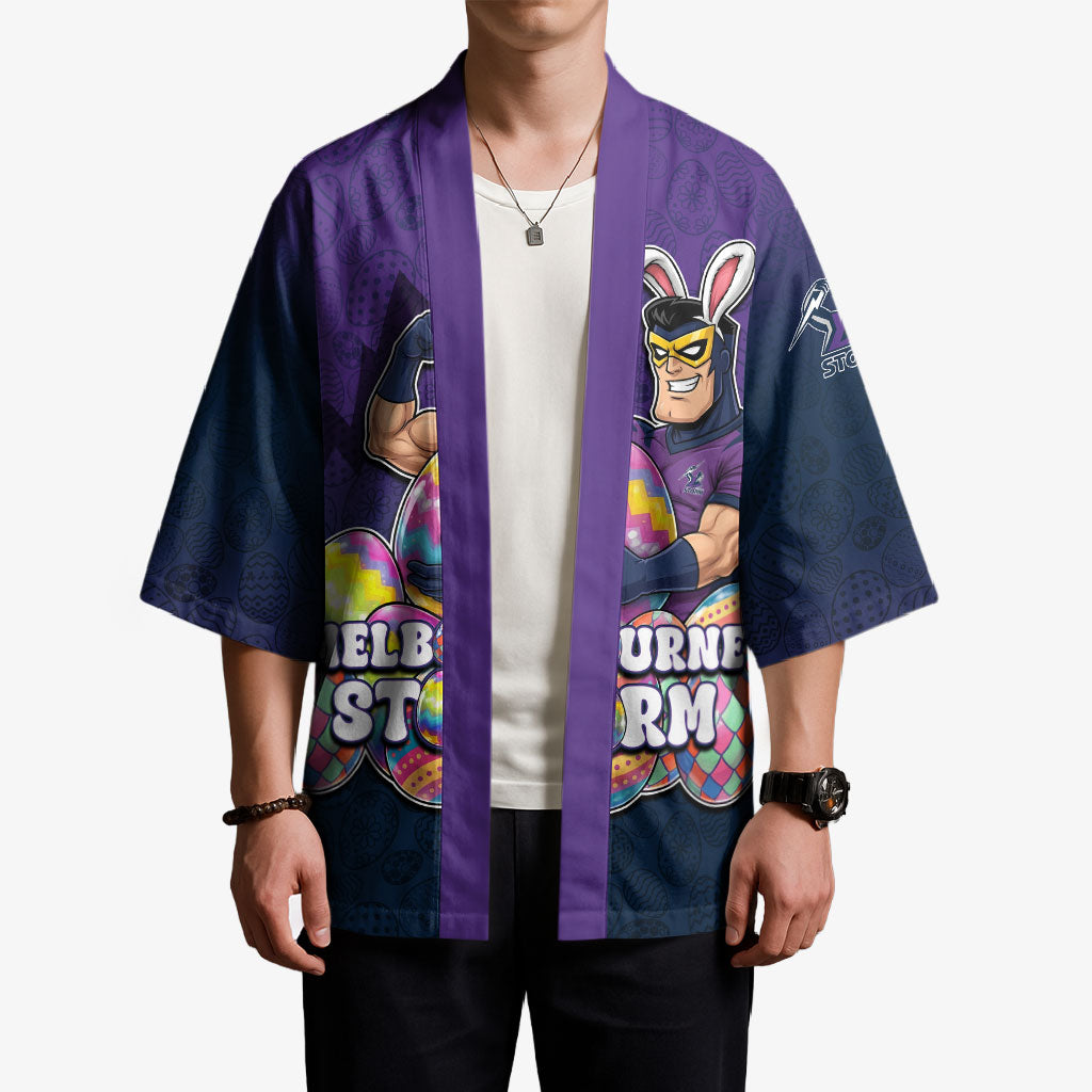 Personalized Melbourne Storm Kimono Easter Mascot - Colorful Eggs Cartoon Style