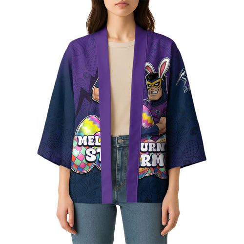 Personalized Melbourne Storm Kimono Easter Mascot - Colorful Eggs Cartoon Style