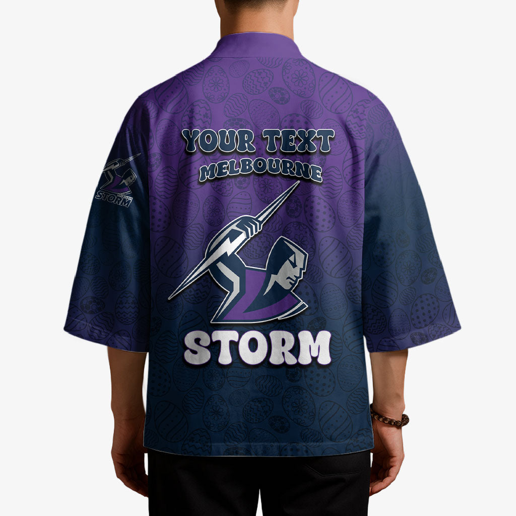 Personalized Melbourne Storm Kimono Easter Mascot - Colorful Eggs Cartoon Style