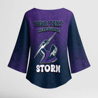 Personalized Melbourne Storm Kimono Sleeve Blouse Easter Mascot - Colorful Eggs Cartoon Style