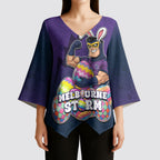 Personalized Melbourne Storm Kimono Sleeve Blouse Easter Mascot - Colorful Eggs Cartoon Style