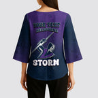 Personalized Melbourne Storm Kimono Sleeve Blouse Easter Mascot - Colorful Eggs Cartoon Style