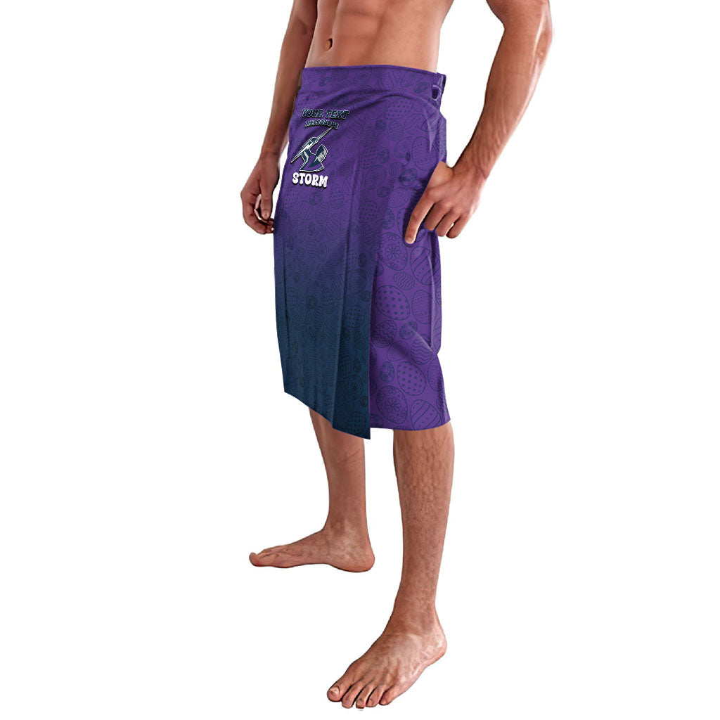 Personalized Melbourne Storm Lavalava Easter Mascot - Colorful Eggs Cartoon Style
