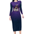 Personalized Melbourne Storm Long Sleeve Bodycon Dress Easter Mascot - Colorful Eggs Cartoon Style