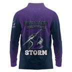 Personalized Melbourne Storm Long Sleeve Polo Shirt Easter Mascot - Colorful Eggs Cartoon Style