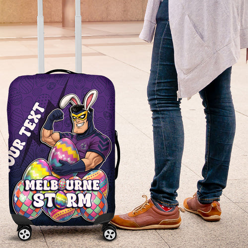 Personalized Melbourne Storm Luggage Cover Easter Mascot - Colorful Eggs Cartoon Style