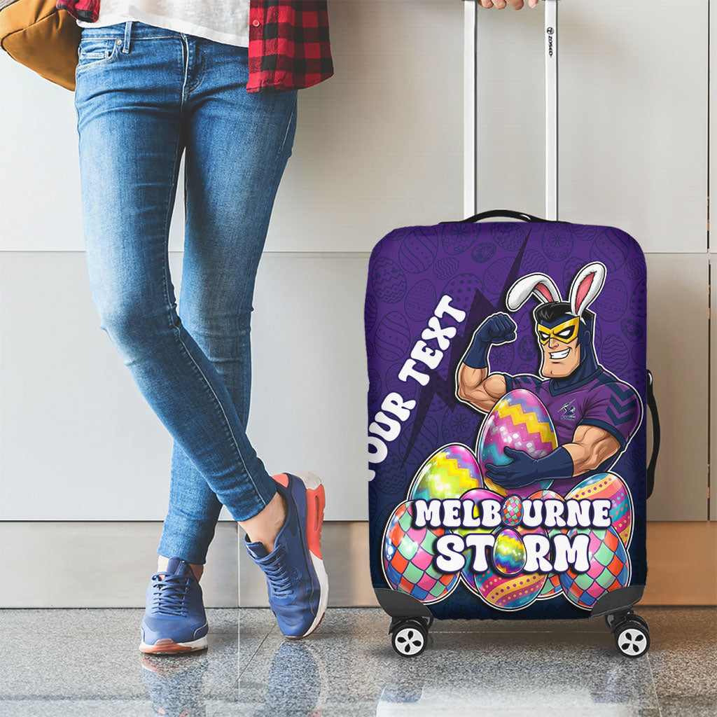 Personalized Melbourne Storm Luggage Cover Easter Mascot - Colorful Eggs Cartoon Style