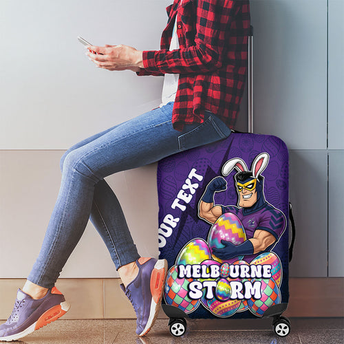 Personalized Melbourne Storm Luggage Cover Easter Mascot - Colorful Eggs Cartoon Style