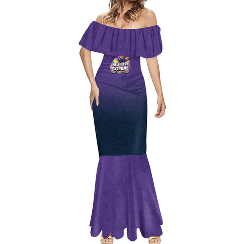 Personalized Melbourne Storm Mermaid Dress Easter Mascot - Colorful Eggs Cartoon Style