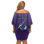 Personalized Melbourne Storm Off Shoulder Short Dress Easter Mascot - Colorful Eggs Cartoon Style