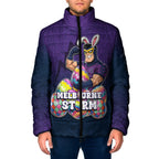 Personalized Melbourne Storm Padded Jacket Easter Mascot - Colorful Eggs Cartoon Style