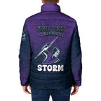 Personalized Melbourne Storm Padded Jacket Easter Mascot - Colorful Eggs Cartoon Style