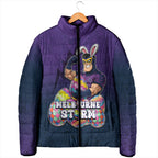 Personalized Melbourne Storm Padded Jacket Easter Mascot - Colorful Eggs Cartoon Style