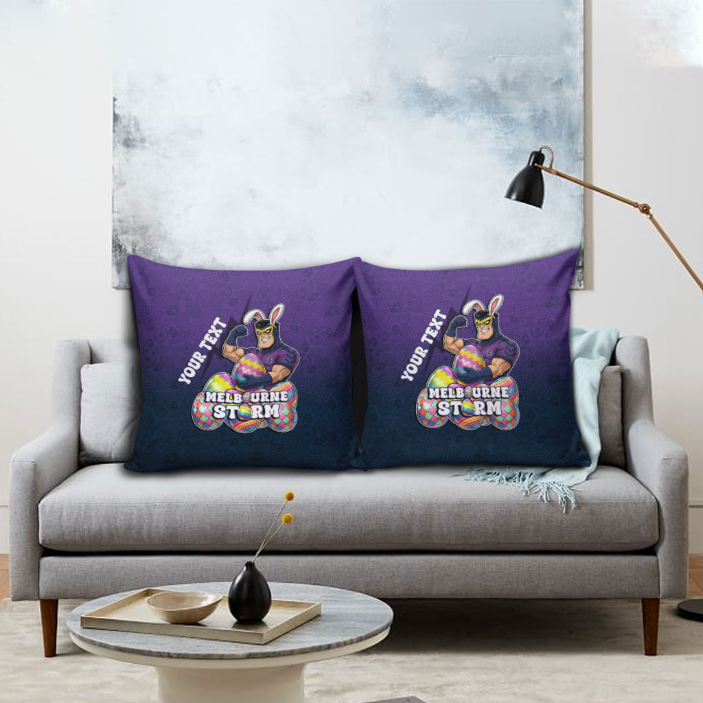 Personalized Melbourne Storm Pillow Cover Easter Mascot - Colorful Eggs Cartoon Style