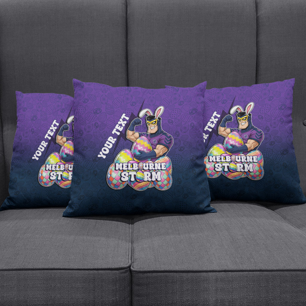 Personalized Melbourne Storm Pillow Cover Easter Mascot - Colorful Eggs Cartoon Style