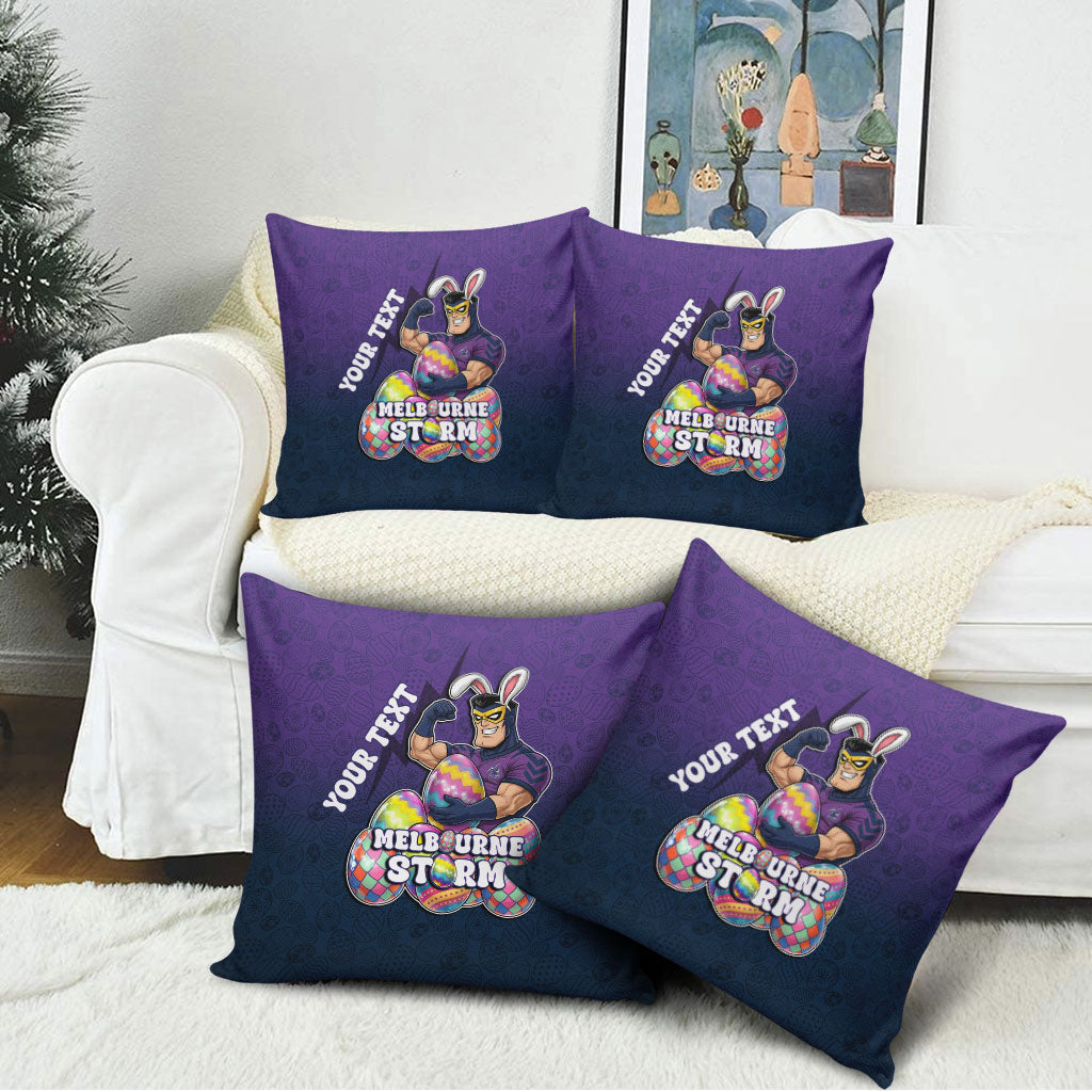 Personalized Melbourne Storm Pillow Cover Easter Mascot - Colorful Eggs Cartoon Style
