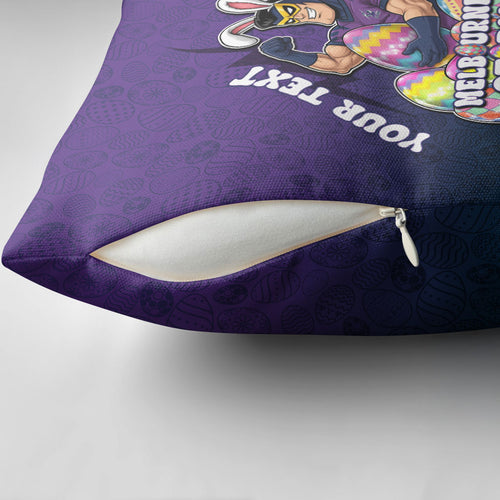 Personalized Melbourne Storm Pillow Cover Easter Mascot - Colorful Eggs Cartoon Style