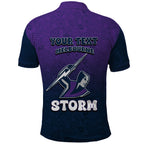 Personalized Melbourne Storm Polo Shirt Easter Mascot - Colorful Eggs Cartoon Style
