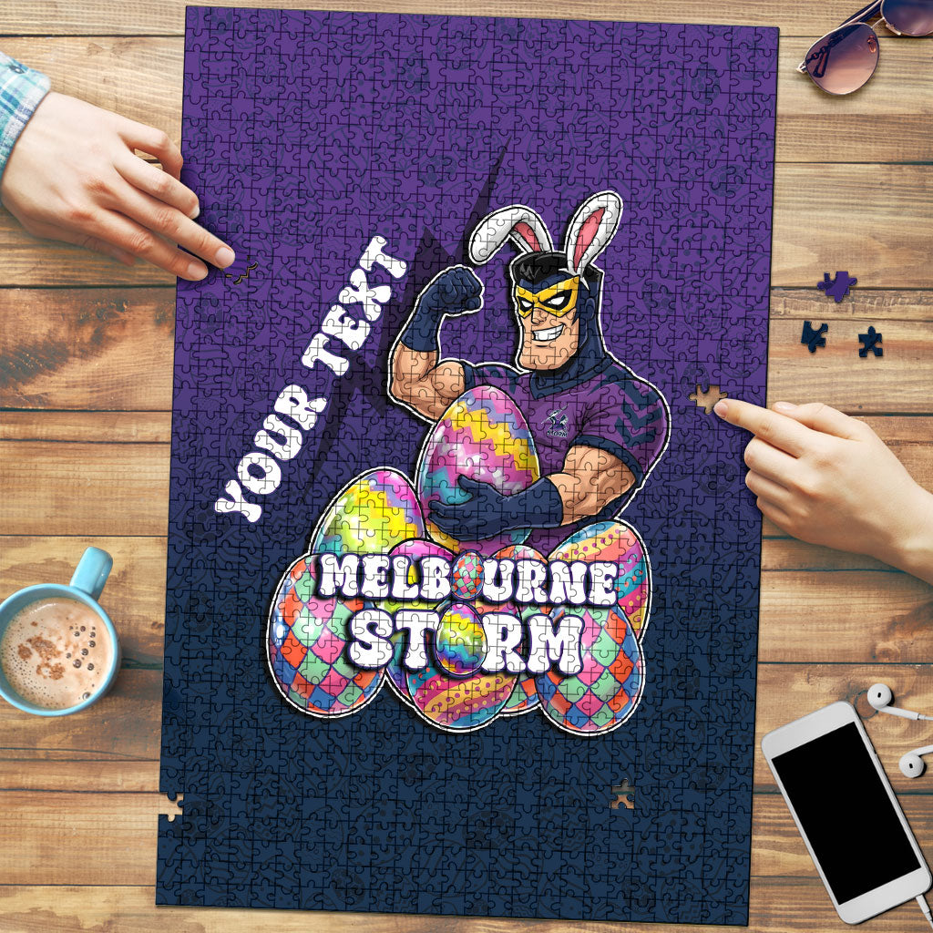 Personalized Melbourne Storm Puzzle Easter Mascot - Colorful Eggs Cartoon Style