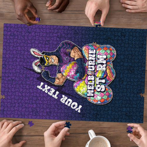 Personalized Melbourne Storm Puzzle Easter Mascot - Colorful Eggs Cartoon Style