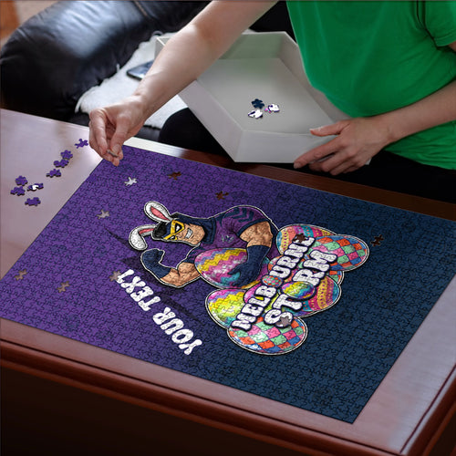 Personalized Melbourne Storm Puzzle Easter Mascot - Colorful Eggs Cartoon Style