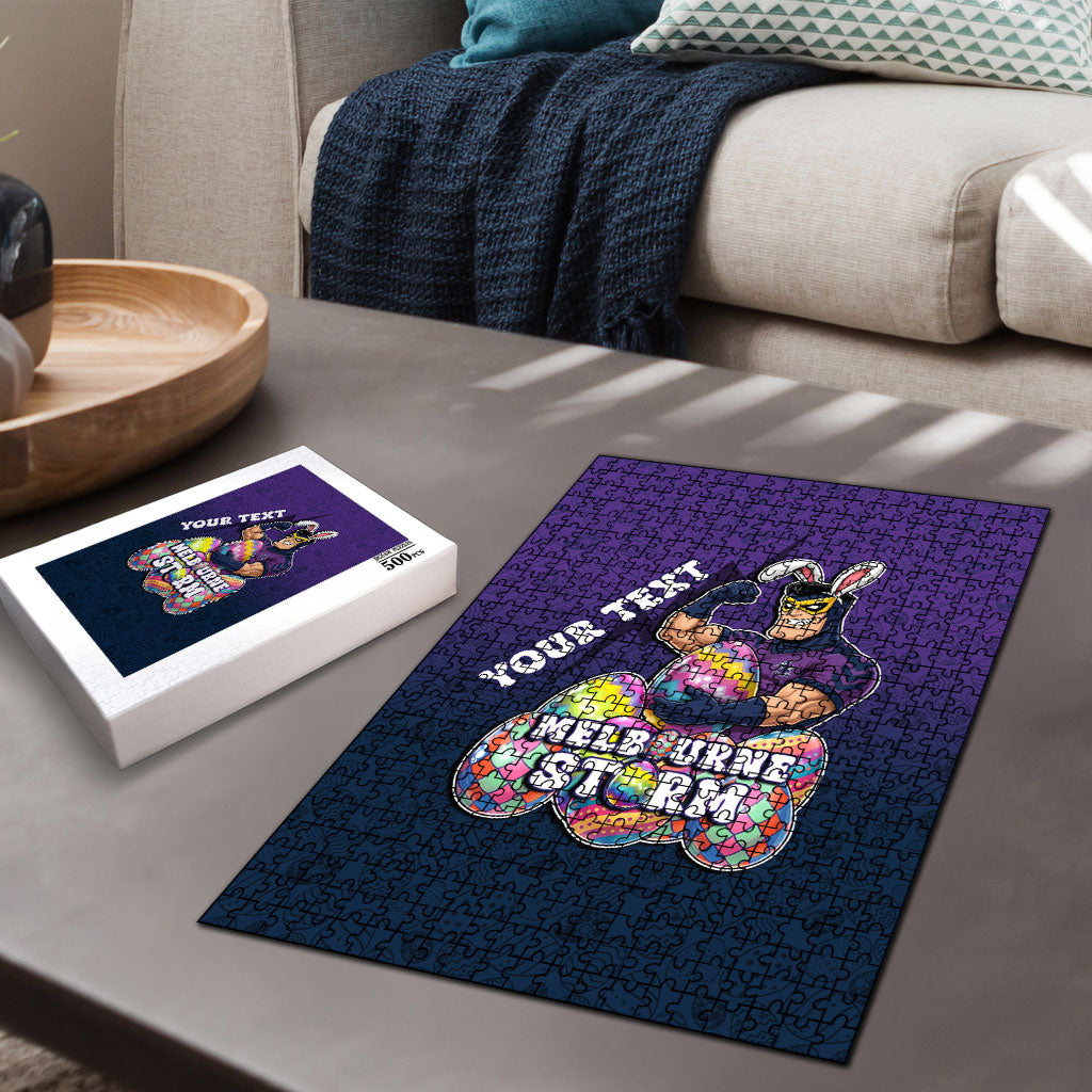 Personalized Melbourne Storm Puzzle Easter Mascot - Colorful Eggs Cartoon Style