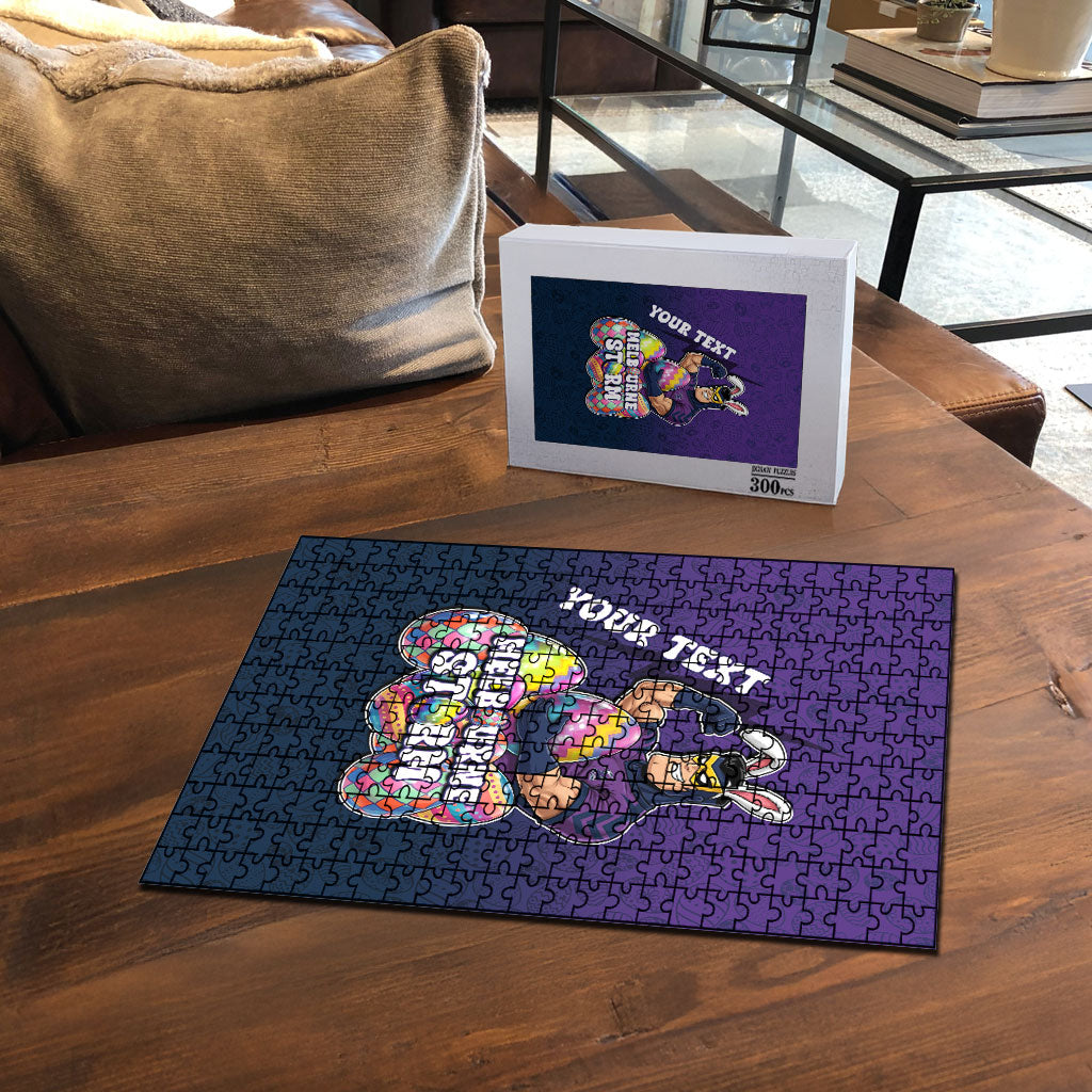 Personalized Melbourne Storm Puzzle Easter Mascot - Colorful Eggs Cartoon Style