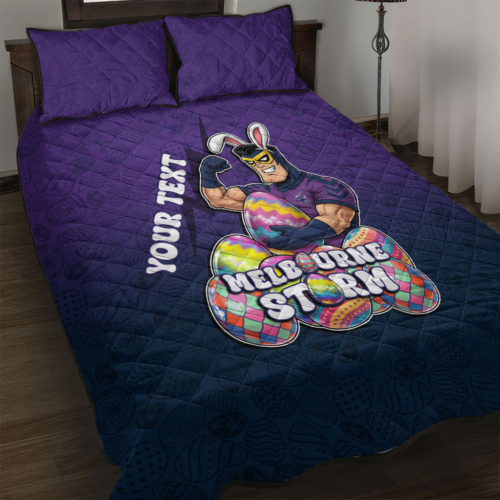 Personalized Melbourne Storm Quilt Bed Set Easter Mascot - Colorful Eggs Cartoon Style