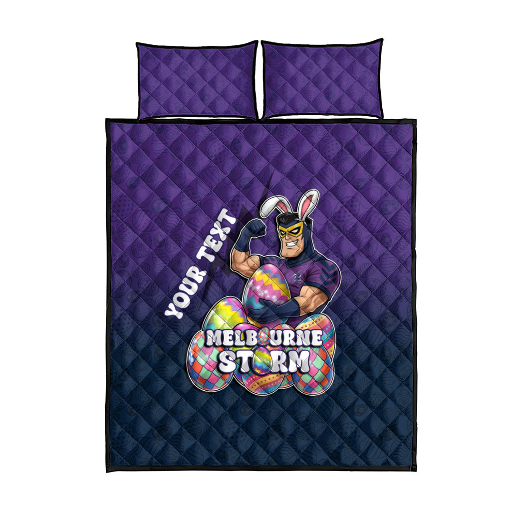 Personalized Melbourne Storm Quilt Bed Set Easter Mascot - Colorful Eggs Cartoon Style