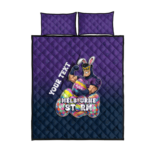 Personalized Melbourne Storm Quilt Bed Set Easter Mascot - Colorful Eggs Cartoon Style