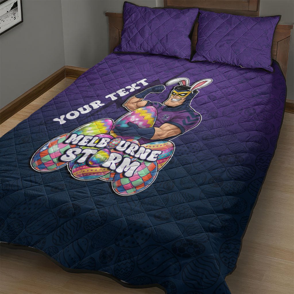 Personalized Melbourne Storm Quilt Bed Set Easter Mascot - Colorful Eggs Cartoon Style