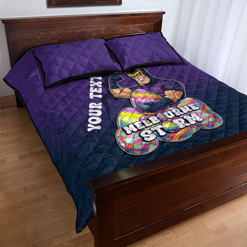Personalized Melbourne Storm Quilt Bed Set Easter Mascot - Colorful Eggs Cartoon Style
