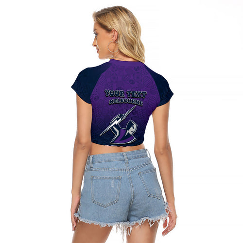 Personalized Melbourne Storm Raglan Cropped T Shirt Easter Mascot - Colorful Eggs Cartoon Style