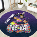 Personalized Melbourne Storm Round Carpet Easter Mascot - Colorful Eggs Cartoon Style