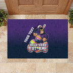 Personalized Melbourne Storm Rubber Doormat Easter Mascot - Colorful Eggs Cartoon Style