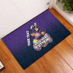 Personalized Melbourne Storm Rubber Doormat Easter Mascot - Colorful Eggs Cartoon Style
