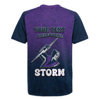 Personalized Melbourne Storm Rugby Jersey Easter Mascot - Colorful Eggs Cartoon Style