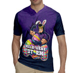 Personalized Melbourne Storm Rugby Jersey Easter Mascot - Colorful Eggs Cartoon Style