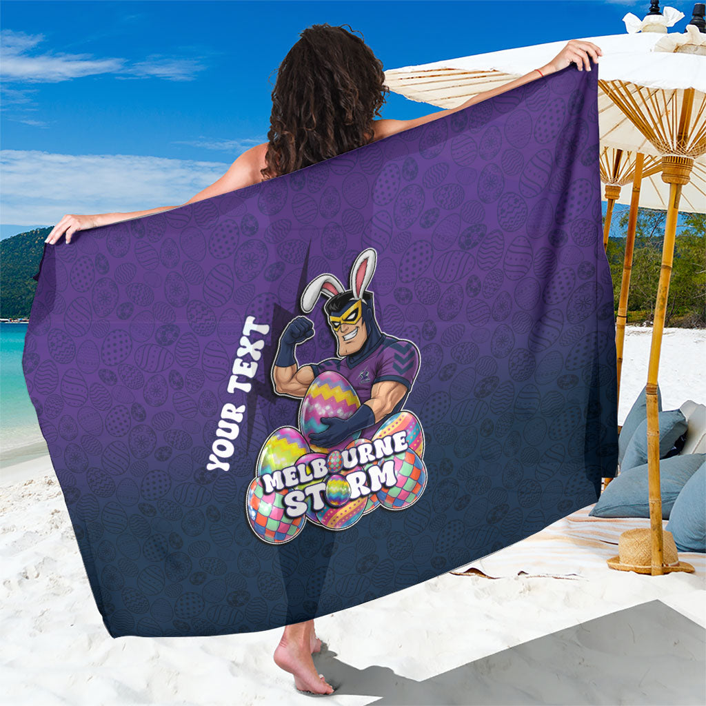 Personalized Melbourne Storm Sarong Easter Mascot - Colorful Eggs Cartoon Style