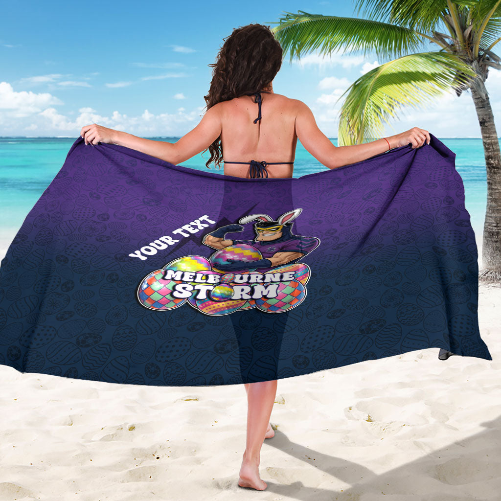 Personalized Melbourne Storm Sarong Easter Mascot - Colorful Eggs Cartoon Style