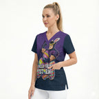 Personalized Melbourne Storm Scrub Top Easter Mascot - Colorful Eggs Cartoon Style