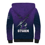 Personalized Melbourne Storm Sherpa Hoodie Easter Mascot - Colorful Eggs Cartoon Style