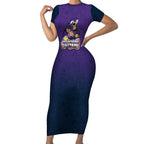Personalized Melbourne Storm Short Sleeve Bodycon Dress Easter Mascot - Colorful Eggs Cartoon Style