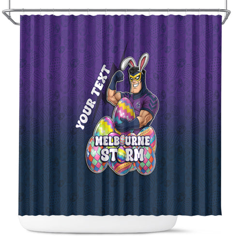 Personalized Melbourne Storm Shower Curtain Easter Mascot - Colorful Eggs Cartoon Style