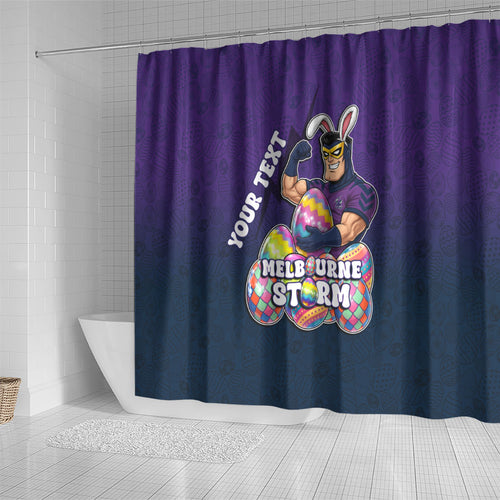 Personalized Melbourne Storm Shower Curtain Easter Mascot - Colorful Eggs Cartoon Style