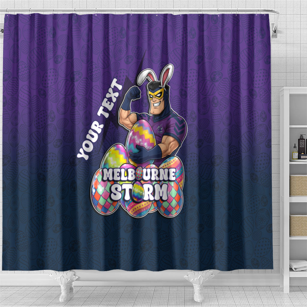 Personalized Melbourne Storm Shower Curtain Easter Mascot - Colorful Eggs Cartoon Style