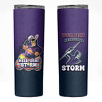 Personalized Melbourne Storm Skinny Tumbler Easter Mascot - Colorful Eggs Cartoon Style